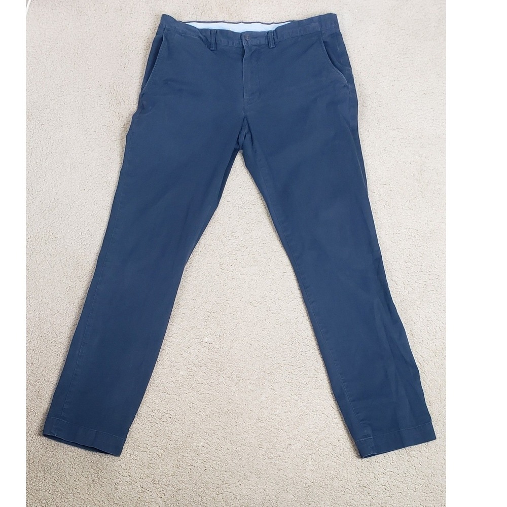 Polo Ralph Lauren Mens Navy Blue Stretch Straight Fit Chino Pants 34 Old Money